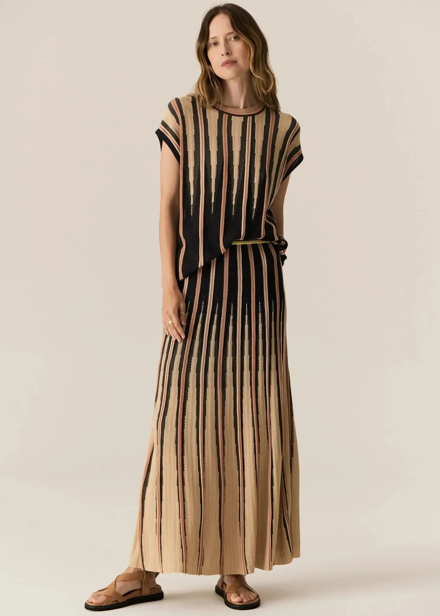 Tedd Knit Skirt - Ink/Camel-Pol-Lima & Co