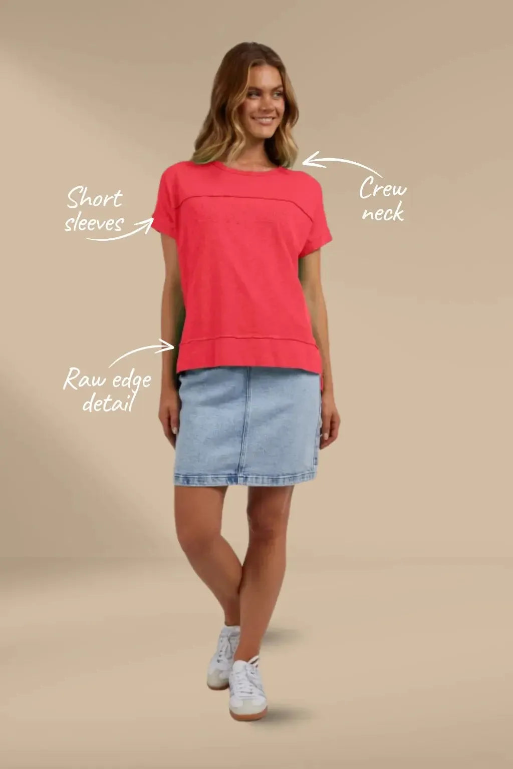 Throw On S/S Tee - Red-Foxwood-Lima & Co