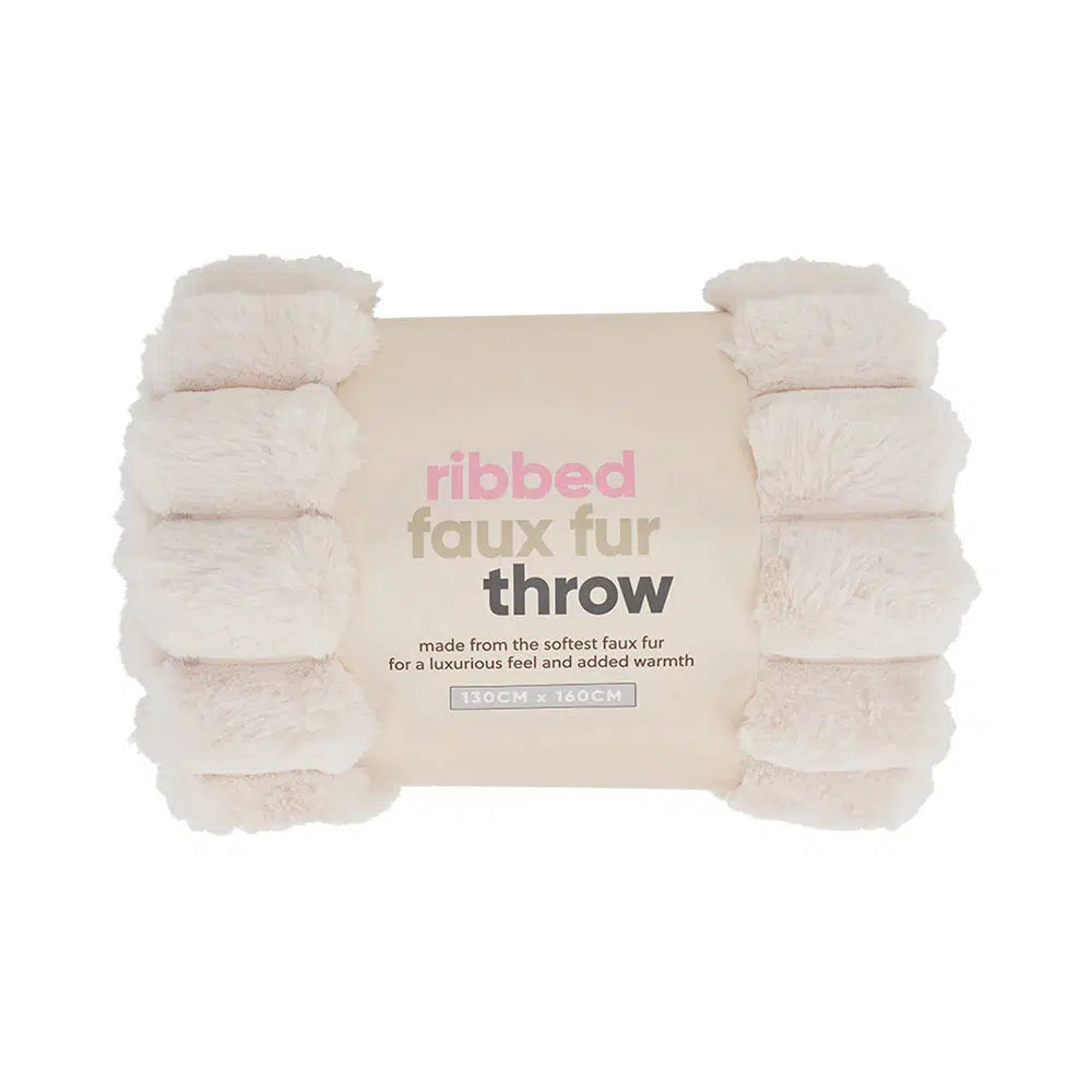 Throw Ribbed Fur - Cream-Annabel Trends-Lima & Co