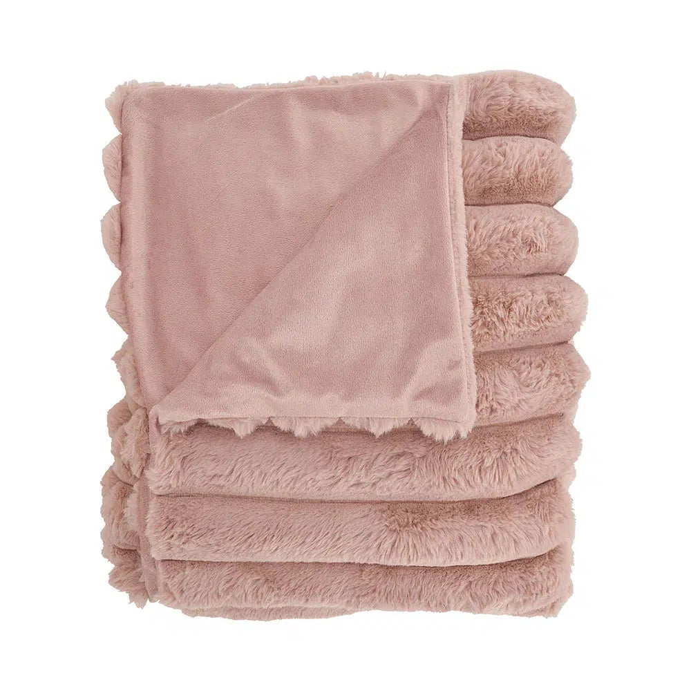 Throw Ribbed Fur - Dusty Pink-Annabel Trends-Lima & Co