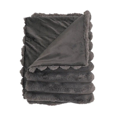 Throw Ribbed Fur - Grey-Annabel Trends-Lima & Co