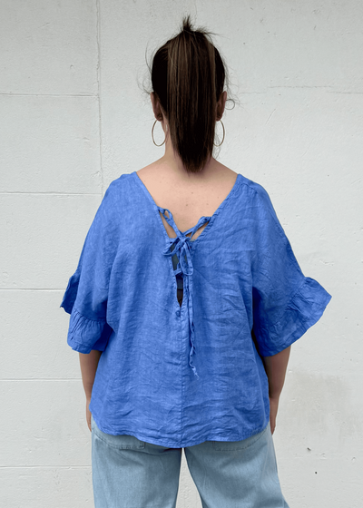 Tie Top Linen - Cornflower Blue-Italian Luxe-Lima & Co