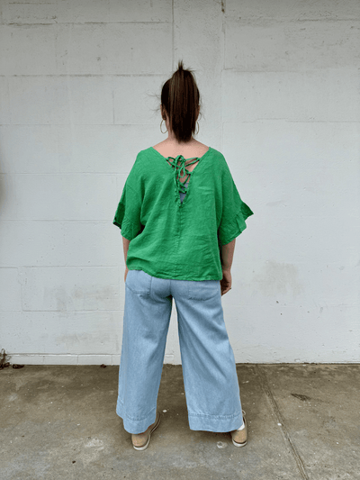 Tie Top Linen - Emerald-Italian Luxe-Lima & Co