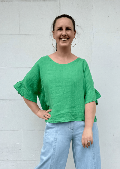 Tie Top Linen - Emerald-Italian Luxe-Lima & Co