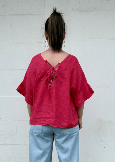 Tie Top Linen - Raspberry-Italian Luxe-Lima & Co