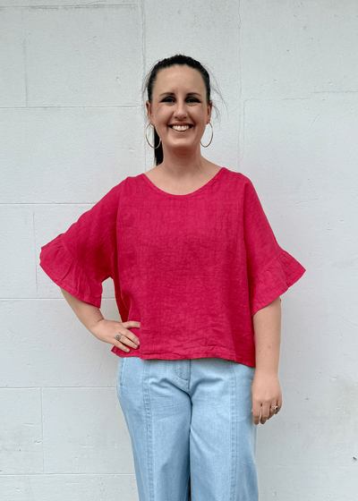 Tie Top Linen - Raspberry-Italian Luxe-Lima & Co
