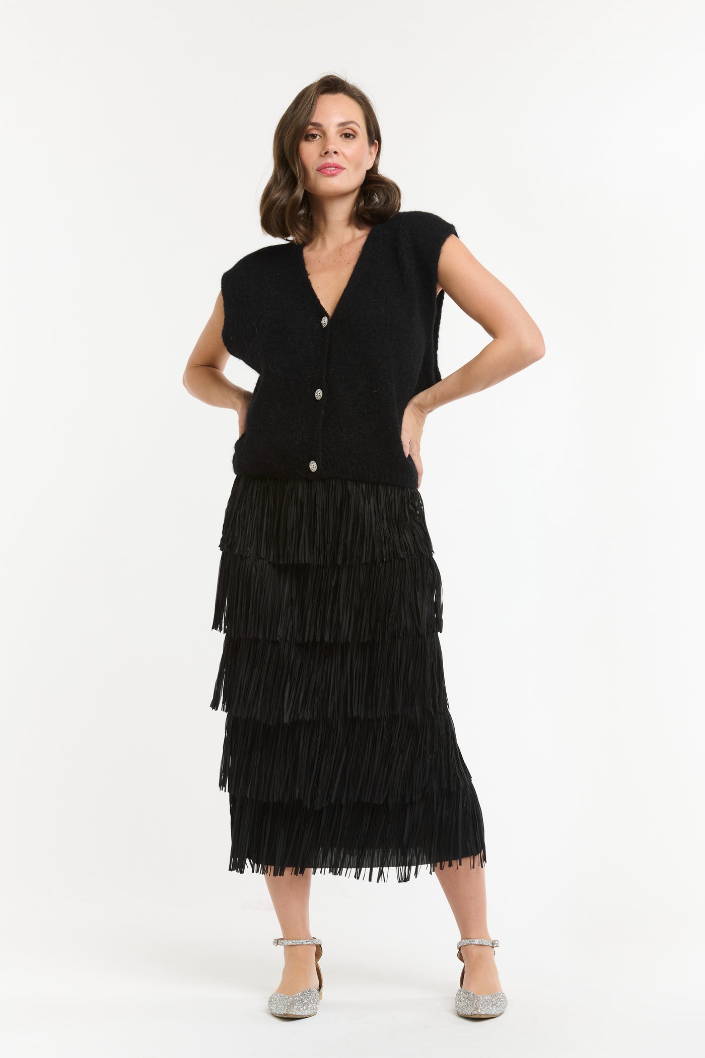 Tier Fringe Skirt - Black-Urban Luxury-Lima & Co