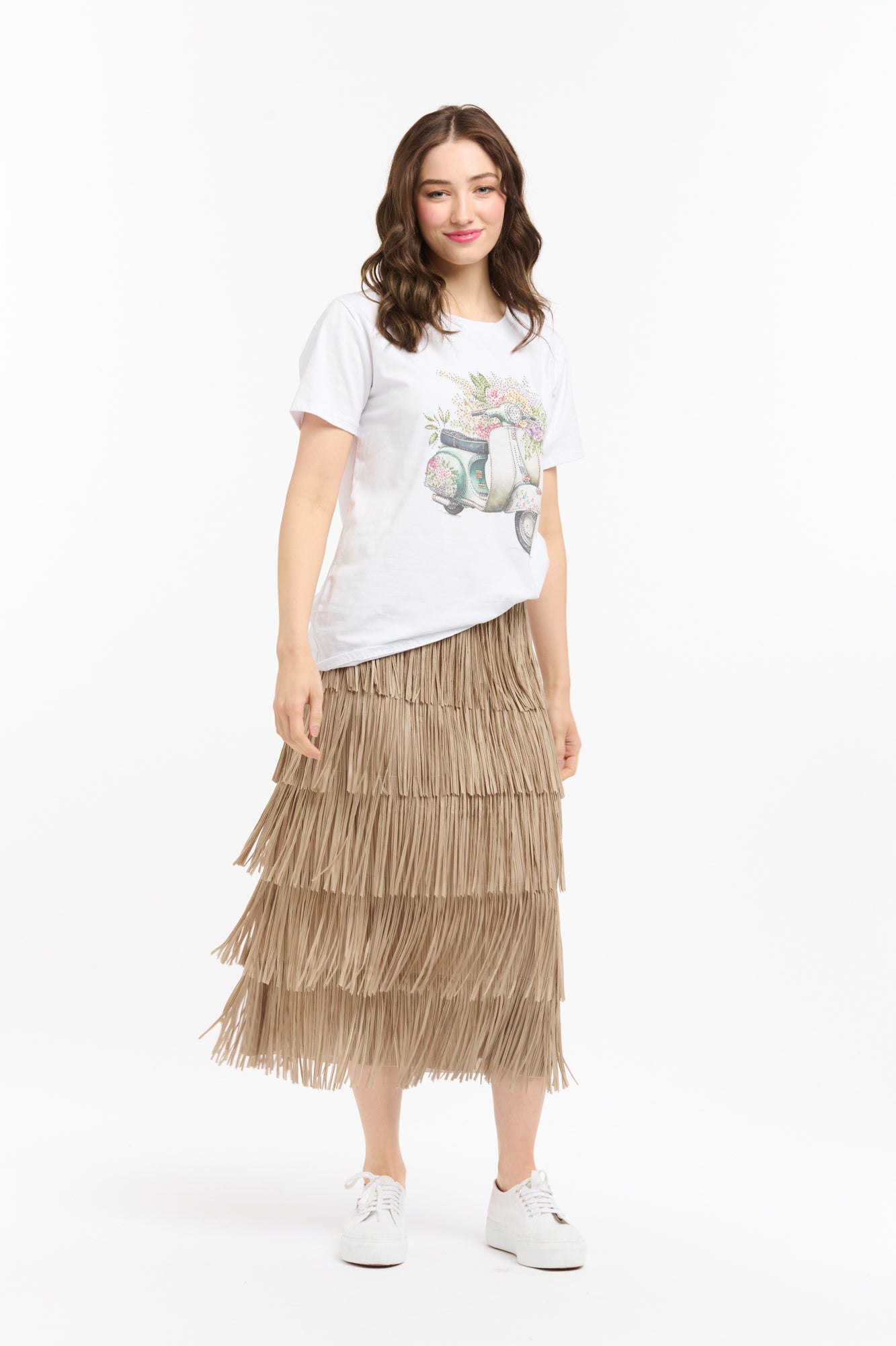 Tier Fringe Skirt - Taupe-Urban Luxury-Lima & Co