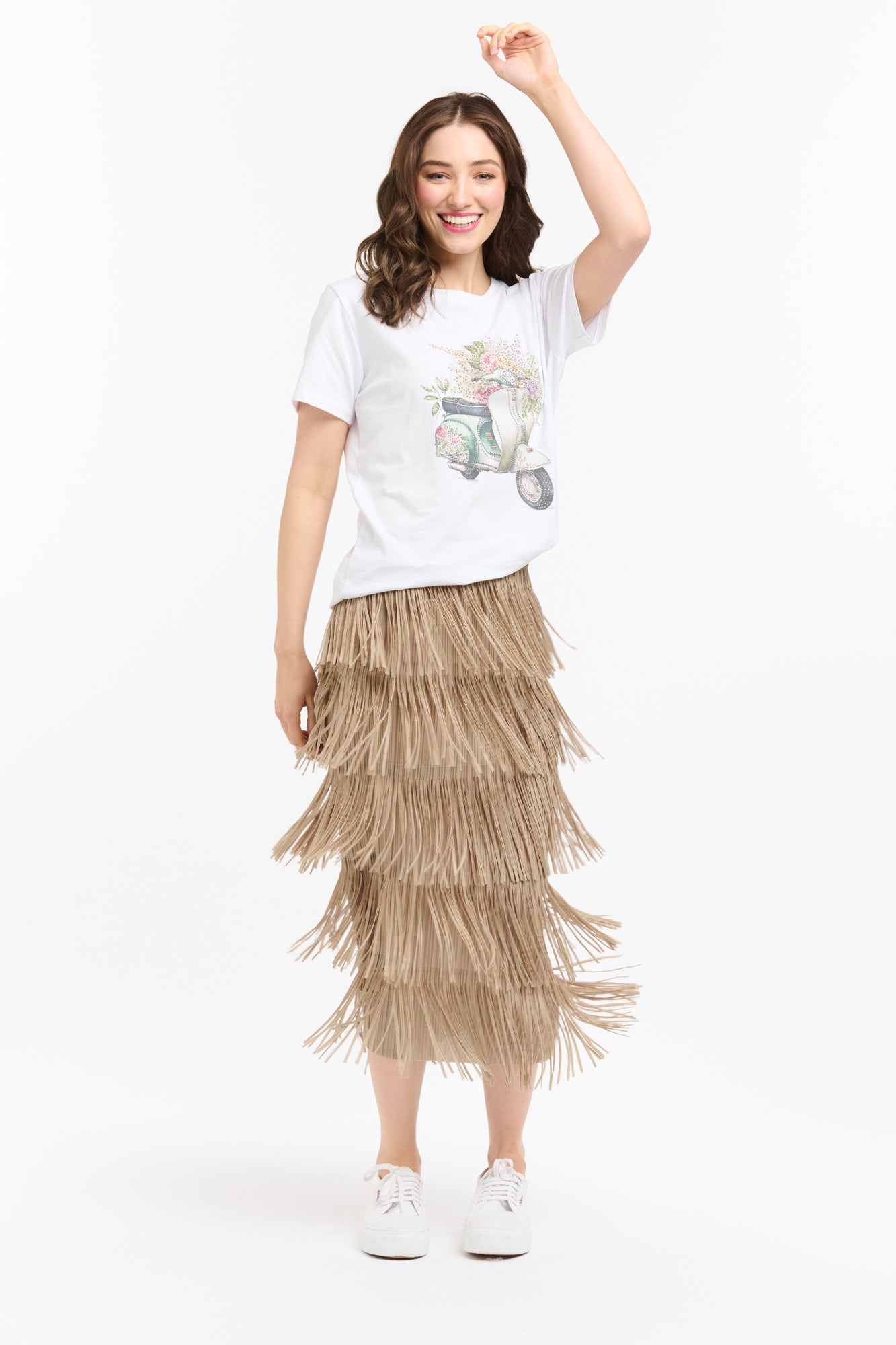 Tier Fringe Skirt - Taupe-Urban Luxury-Lima & Co