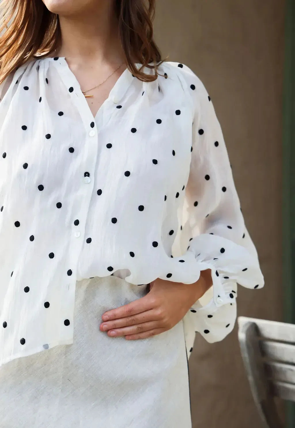 Tobi Shirt - White & Black Spot-The Eighth Letter-Lima & Co
