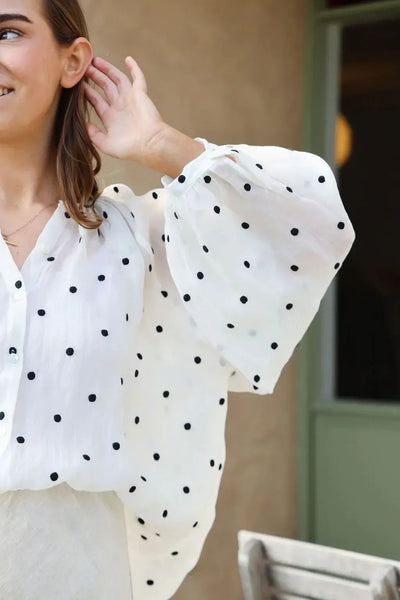 Tobi Shirt - White & Black Spot-The Eighth Letter-Lima & Co