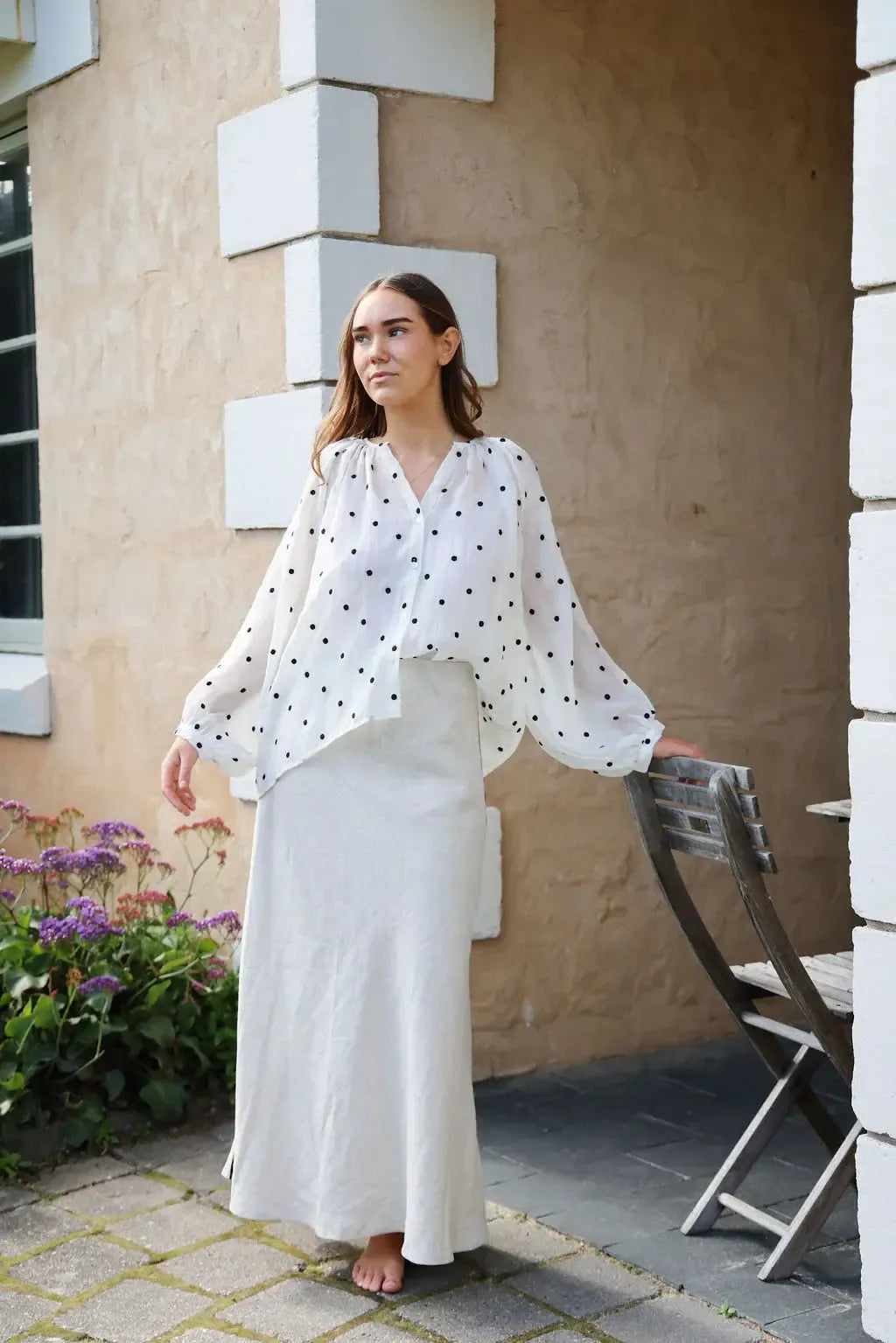 Tobi Shirt - White & Black Spot-The Eighth Letter-Lima & Co