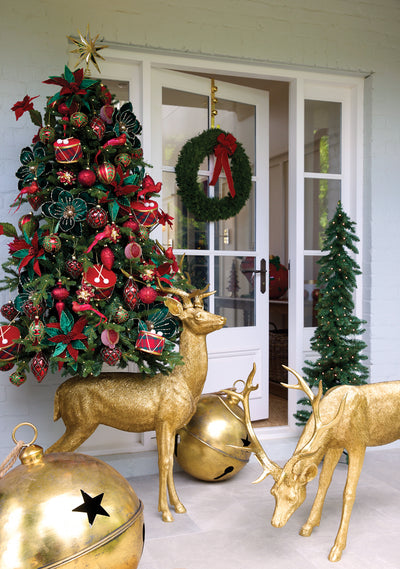 135 Cm Gold Etched Standing Reindeer