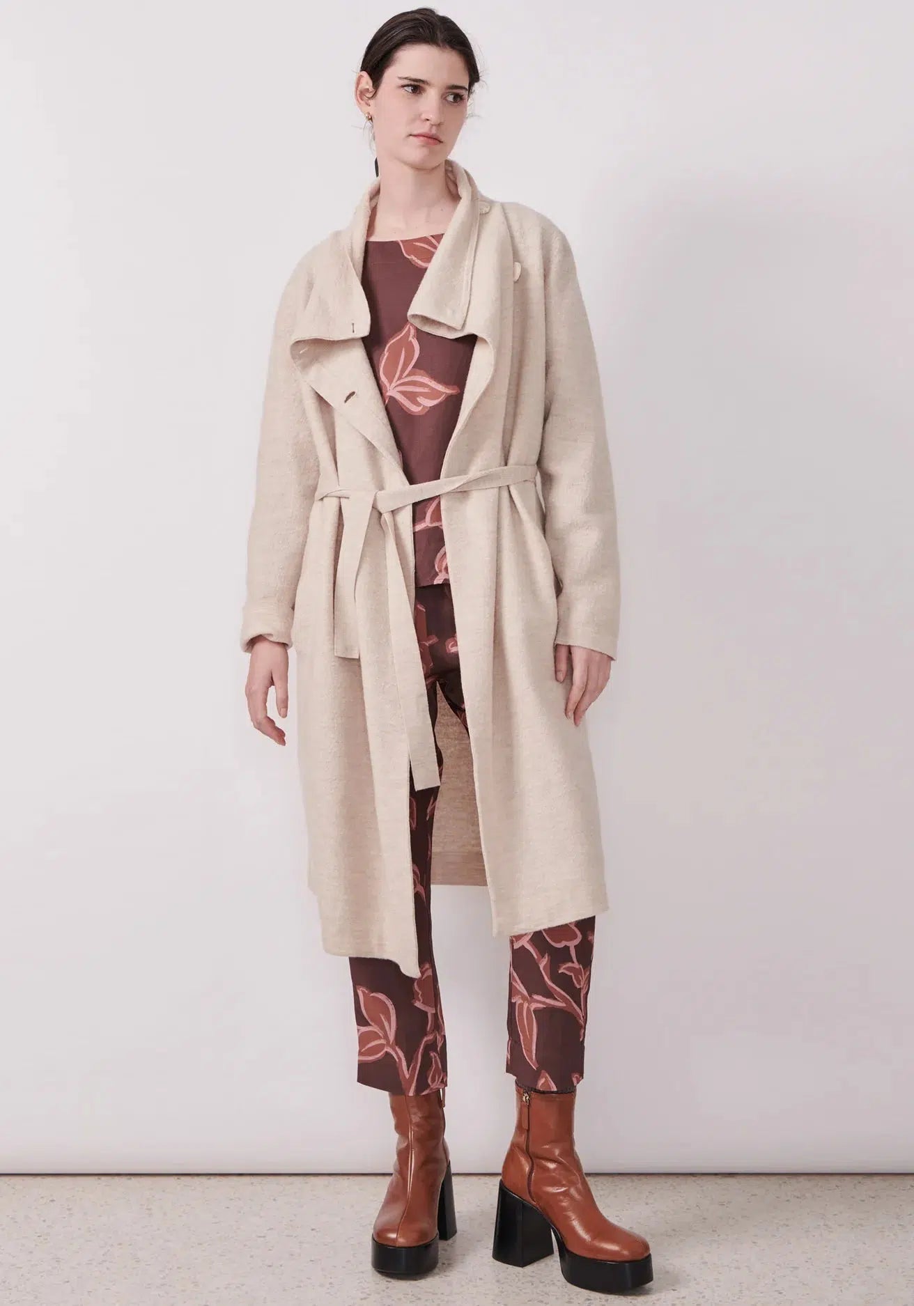 Trainer Draped Coat - Pebble-Lima & Co-Lima & Co