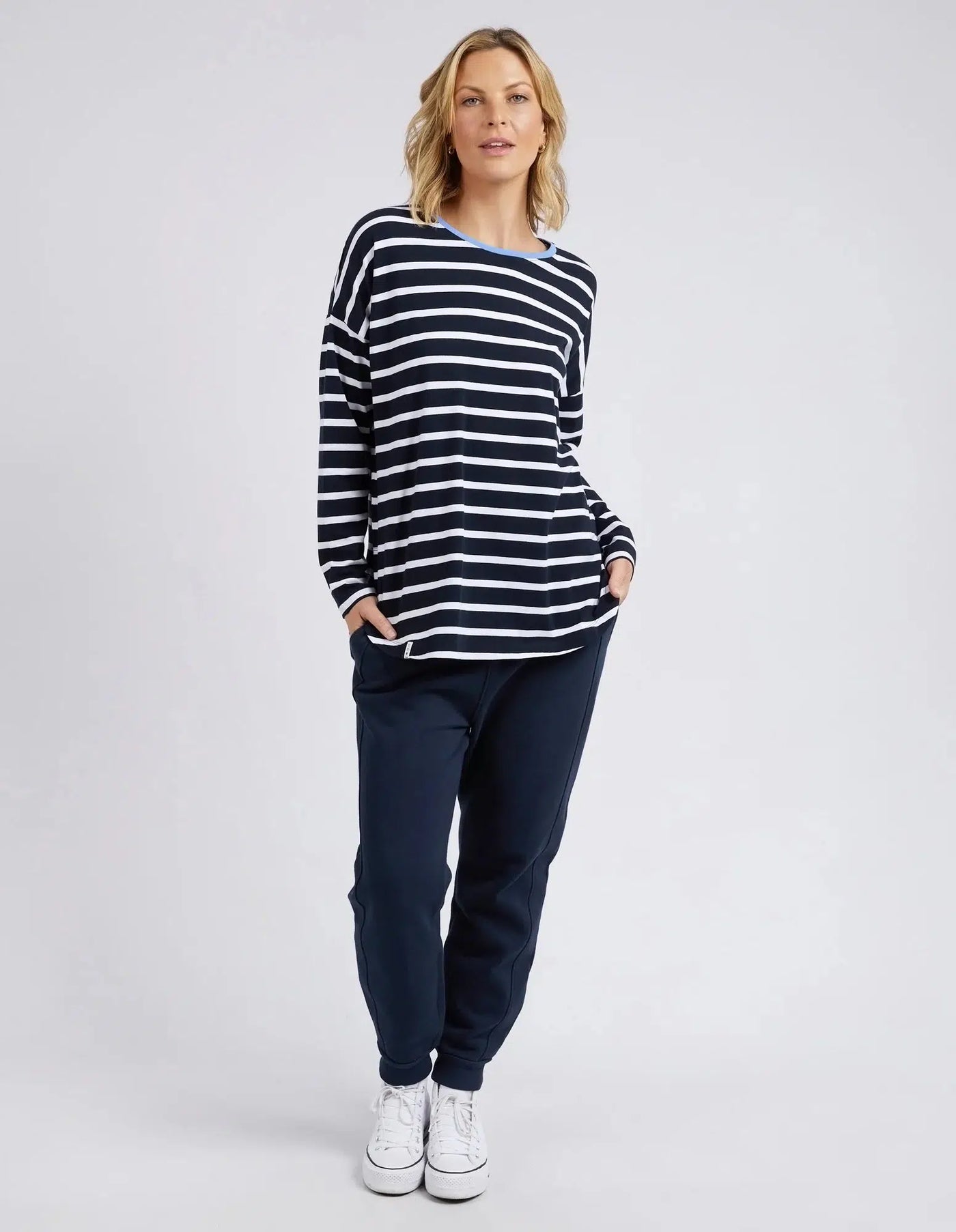 Tully Stripe L/S Tee - Navy-Elm Lifestyle-Lima & Co