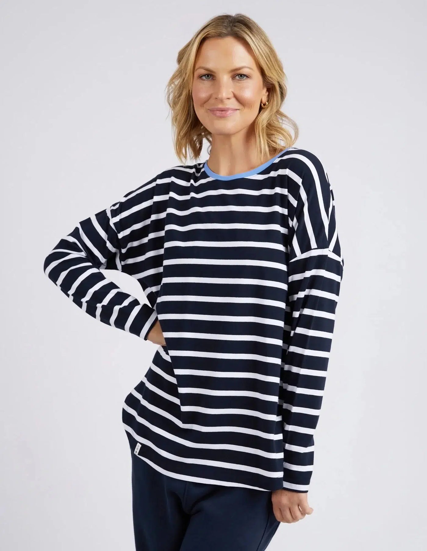 Tully Stripe L/S Tee - Navy-Elm Lifestyle-Lima & Co
