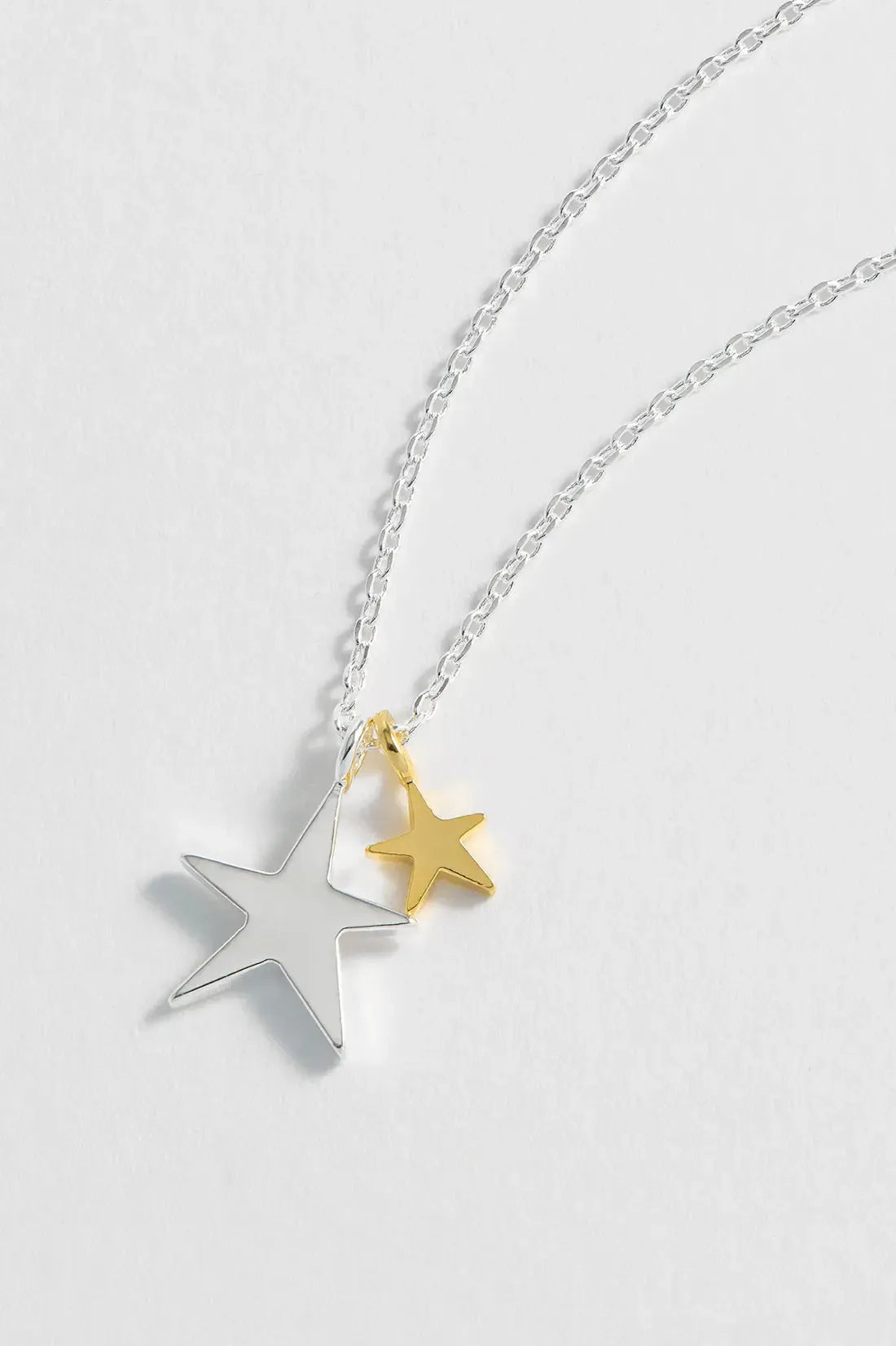 Two Tone Double Star Necklace - Silver Plated-Estella Bartlett-Lima & Co