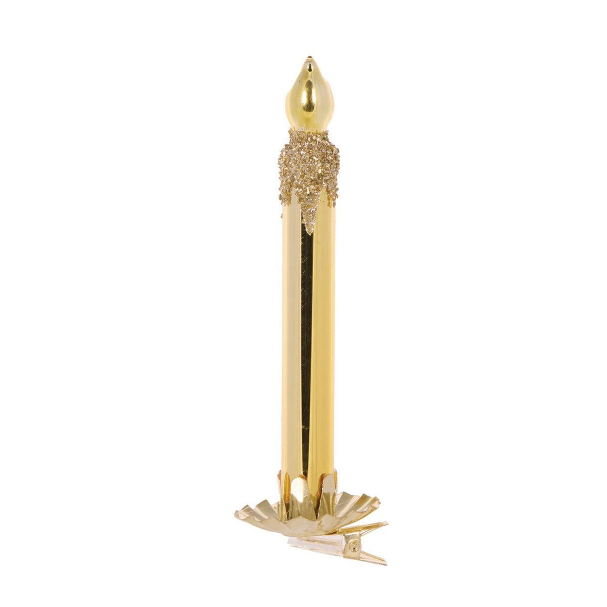 Vintage Gold Clip Candle-Holly and Ivy-Lima & Co