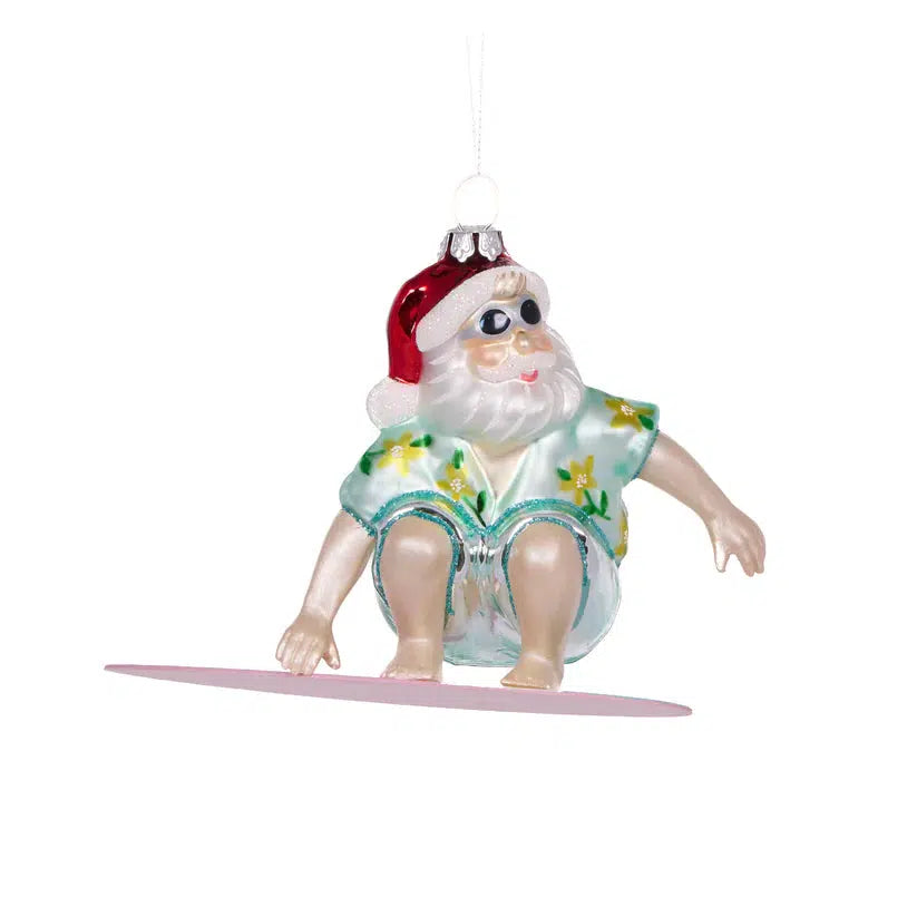 Vintage Surfing Santa Green-Holly and Ivy-Lima & Co