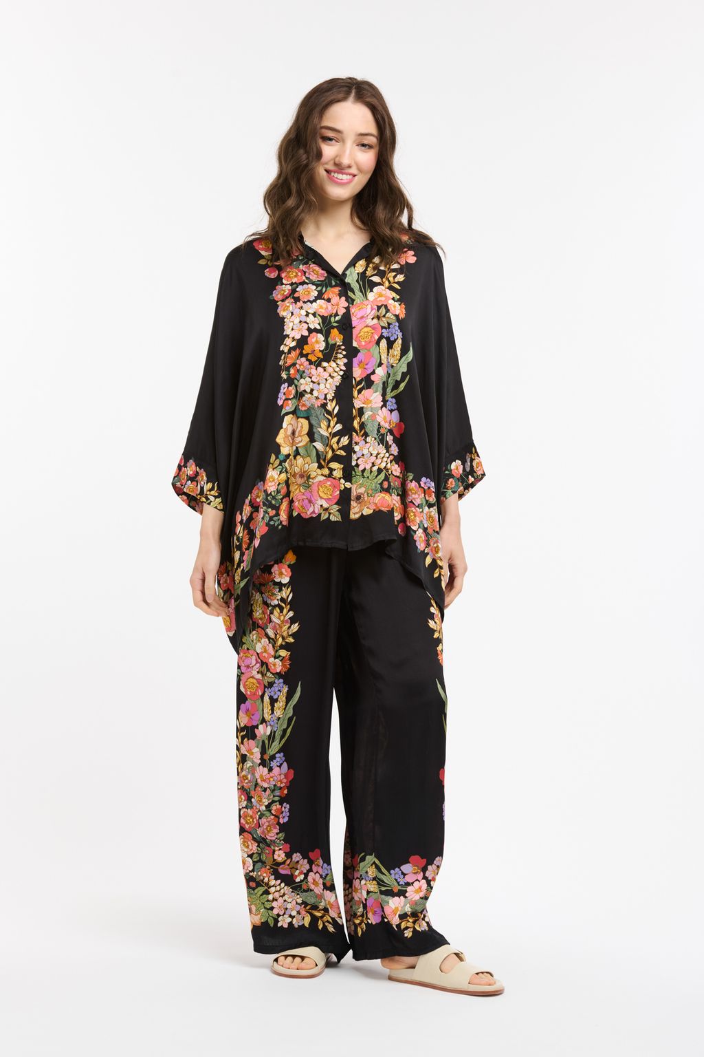 Viscose Floral Pants - Black-Urban Luxury-Lima & Co