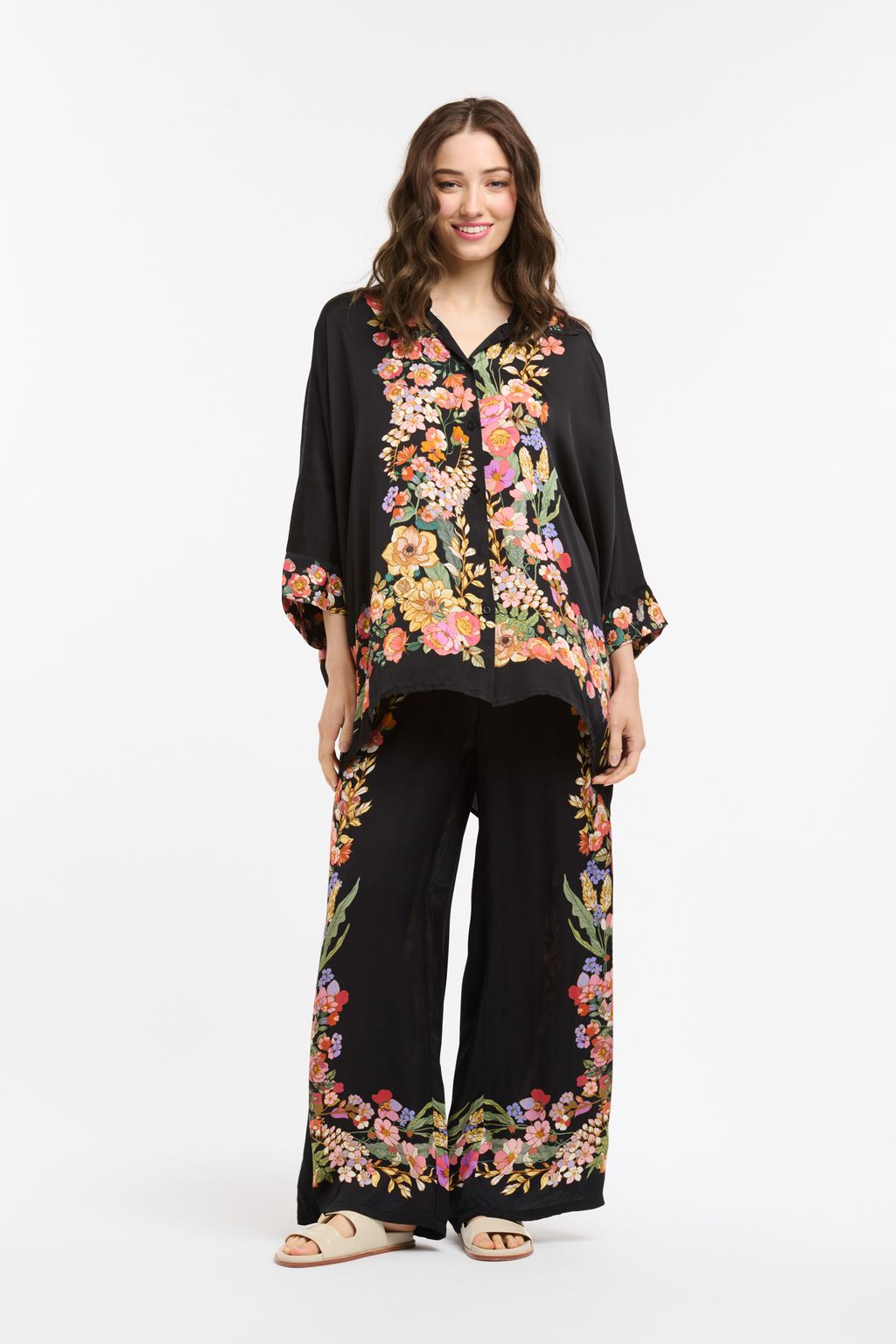 Viscose Floral Pants - Black-Urban Luxury-Lima & Co