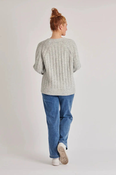 Vneck Rib Knit - Soft Grey Marle-One Ten Willow-Lima & Co