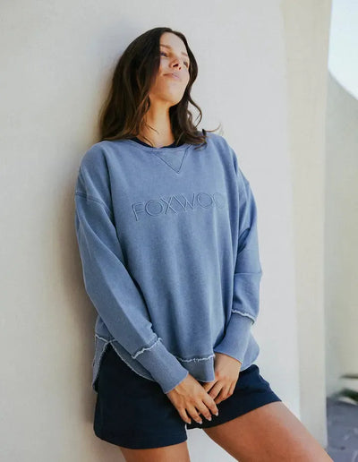 Washed Simplified Crew - Navy-Foxwood-Lima & Co