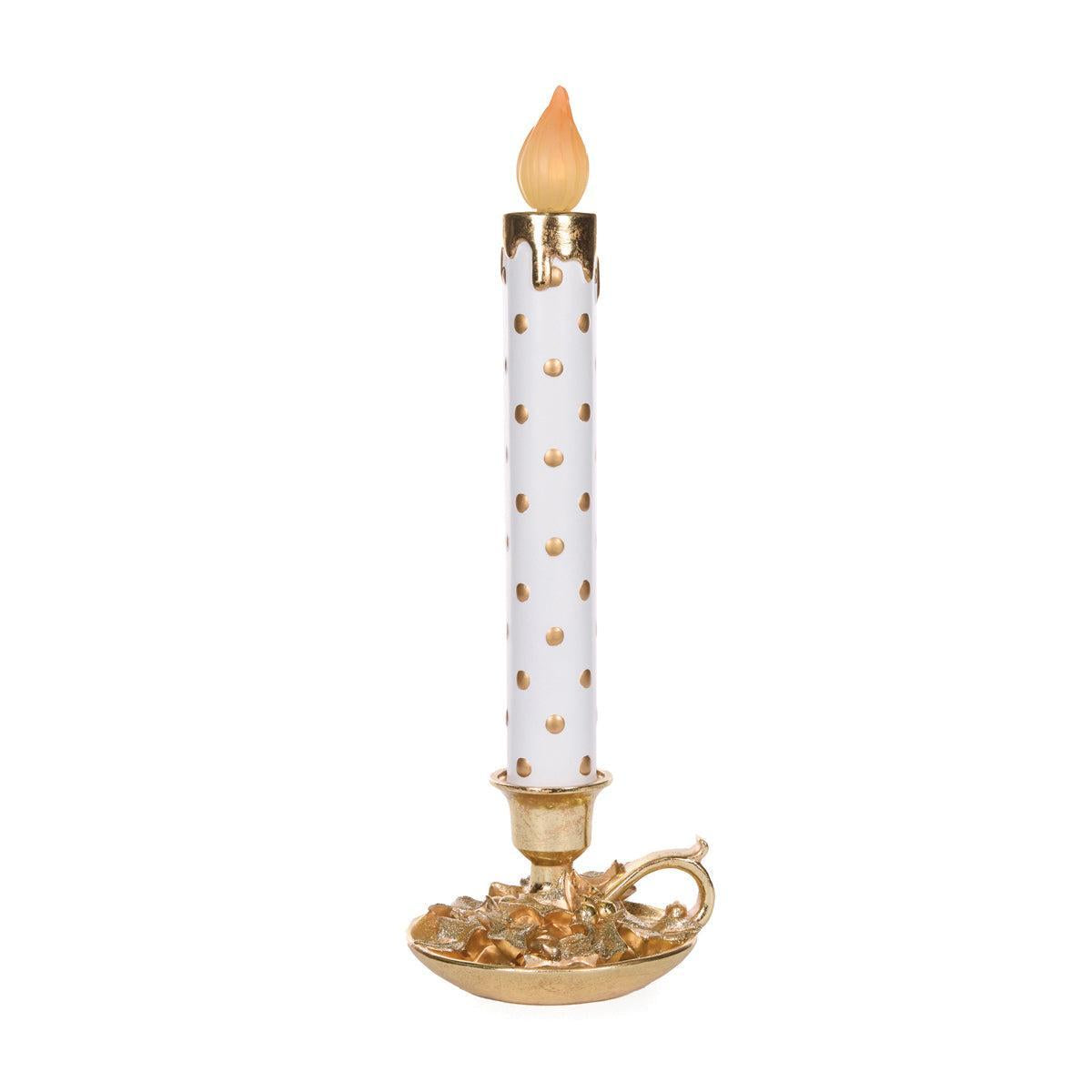 White And Gold Polka Dot Candle Décor-Holly and Ivy-Lima & Co