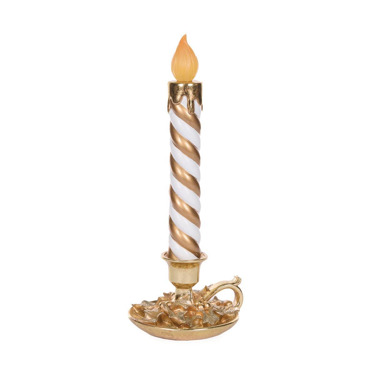 White And Gold Swirl Candle Décor-Holly and Ivy-Lima & Co
