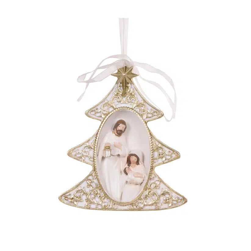 White And Gold Tree Nativity Hanging-Holly and Ivy-Lima & Co