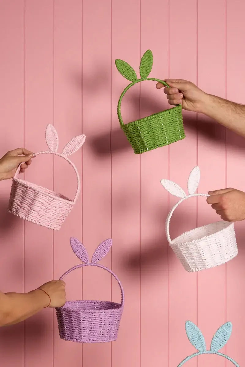 White Bunny Ears Basket-Holly and Ivy-Lima & Co