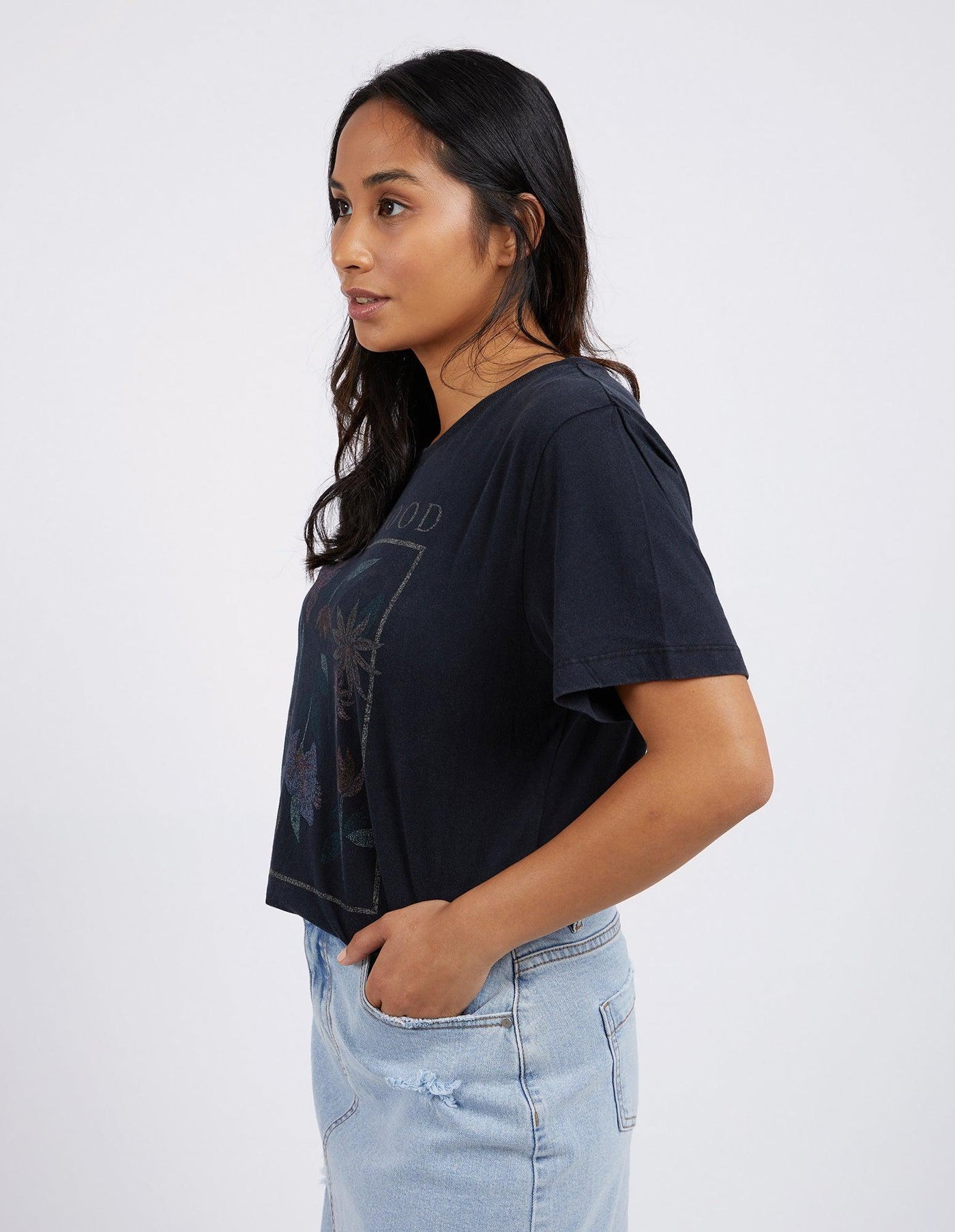 Wild Flower Tee - Washed Black-Foxwood-Lima & Co