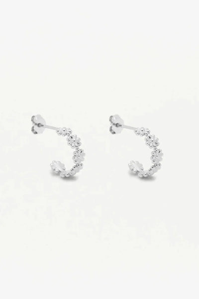 Wildflower Daisy Chain Hoop Earrings - Silver Plated-Estella Bartlett-Lima & Co