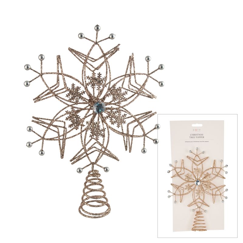 Wire Snowflake Champagne Tree Topper-Swing-Lima & Co