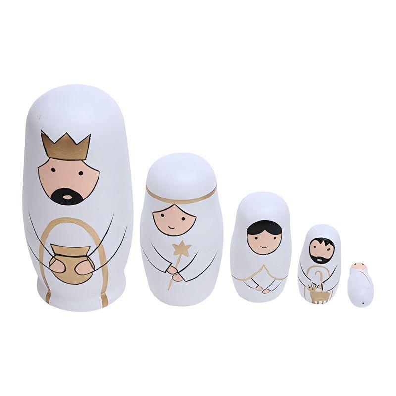 Wooden White Nativity Babushka-Swing-Lima & Co