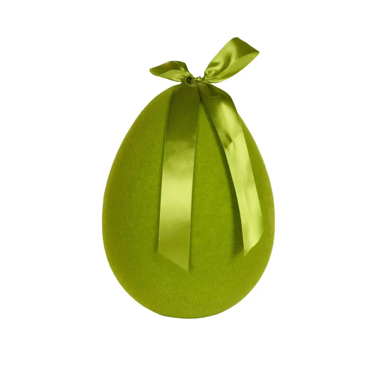 Xl Flocked Egg With Bow Green-Holly and Ivy-Lima & Co