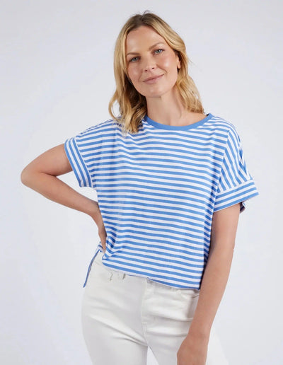 Yara Stripe S/S Tee - Cerulean Blue Stripe-Elm Lifestyle-Lima & Co
