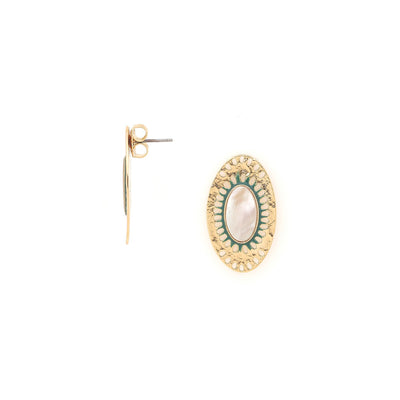 Zelie Oval Post Earring-Franck Herval-Lima & Co