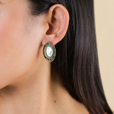 Zelie Oval Post Earring-Franck Herval-Lima & Co