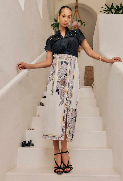 Zenobia Midi Skirt - Ivory Casablanca-Once Was-Lima & Co