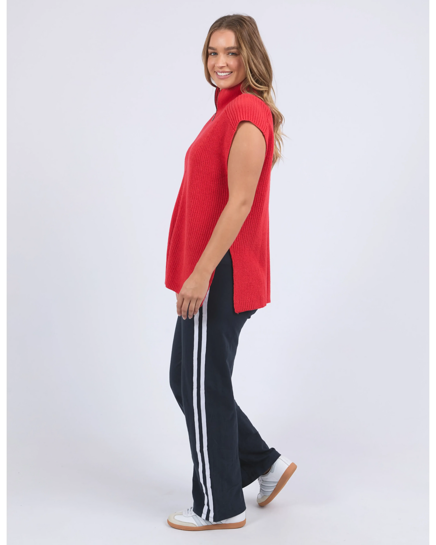 Zip Knit Vest - Red-Foxwood-Lima & Co