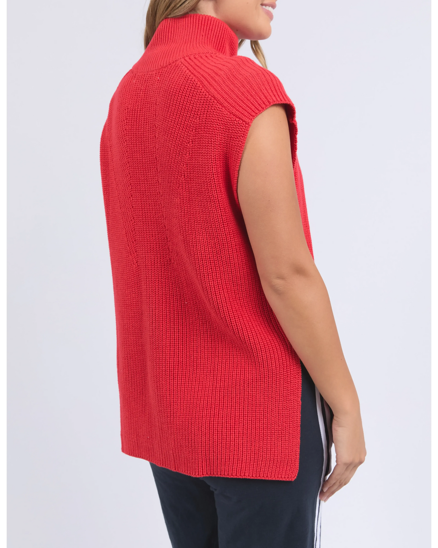 Zip Knit Vest - Red-Foxwood-Lima & Co