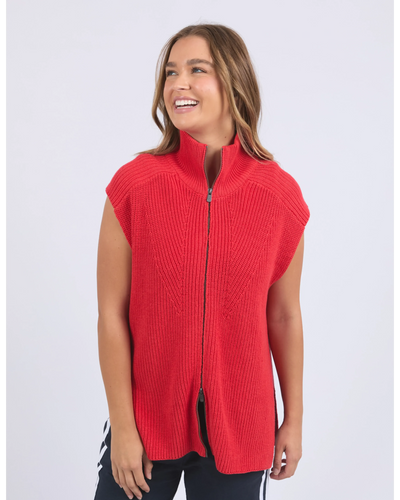Zip Knit Vest - Red-Foxwood-Lima & Co