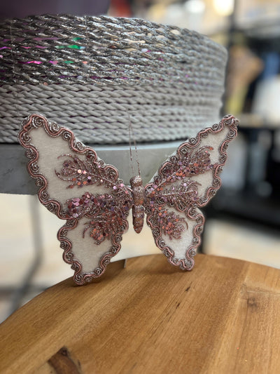 Fabric Cream Pink Butterfly Dec-Lima & Co-Lima & Co