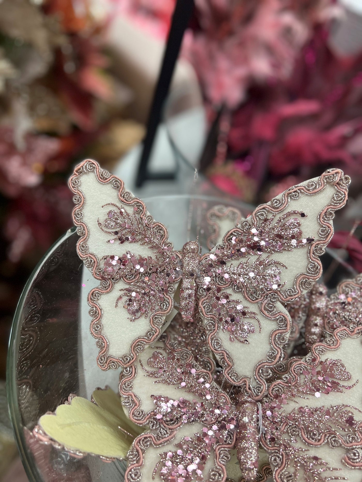 Fabric Cream Pink Butterfly Dec-Lima & Co-Lima & Co
