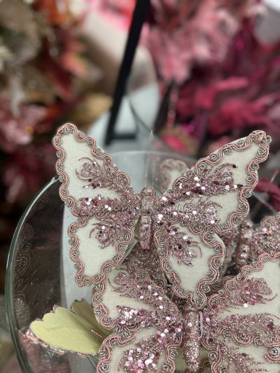 Fabric Cream Pink Butterfly Dec-Lima & Co-Lima & Co