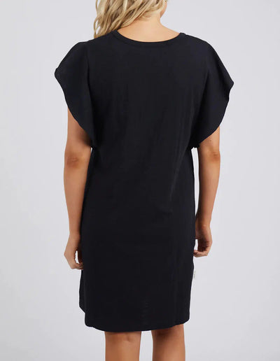 Flutter Sleeve Dress - Black-Foxwood-Lima & Co