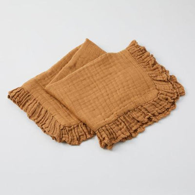 Frill Hem Muslin Blanket - Brown-PILBEAM LIVING-Lima & Co