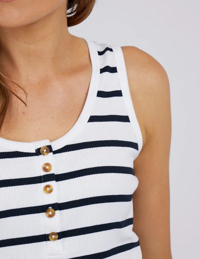 Leia Stripe Tank - White-Foxwood-Lima & Co