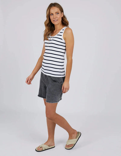 Leia Stripe Tank - White-Foxwood-Lima & Co